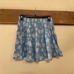 Forever 21 Blue Floral Smocked Waist Skater Skirt